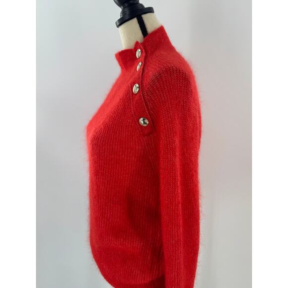 Sezane Rudy Jumper Mohair Wool Sweater Gold Button Crew Mock Neck Medium - Picture 3 of 9